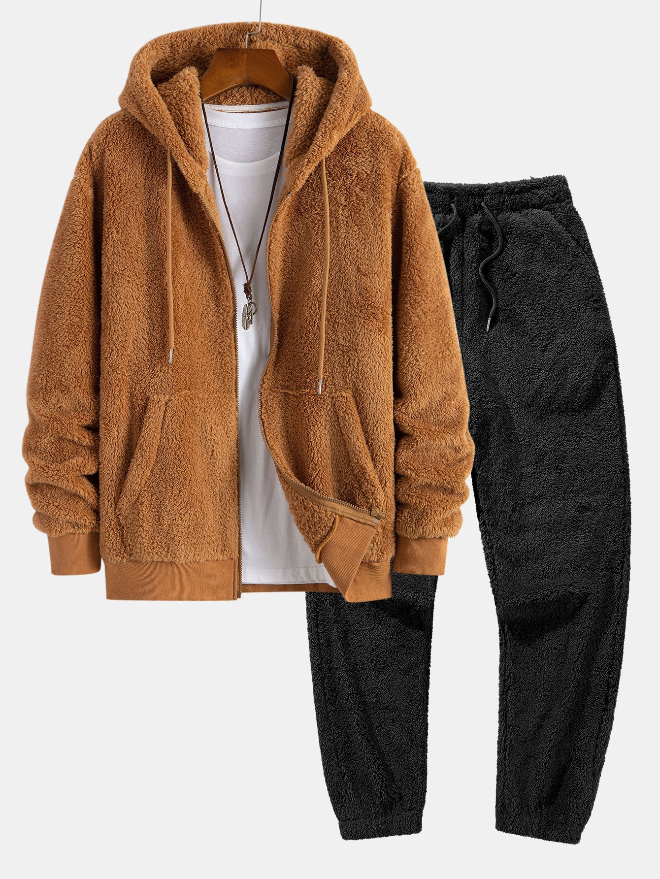 Jerry® | Teddy Zip Up Hooded Coat & Teddy Jogger Pants - Image 3