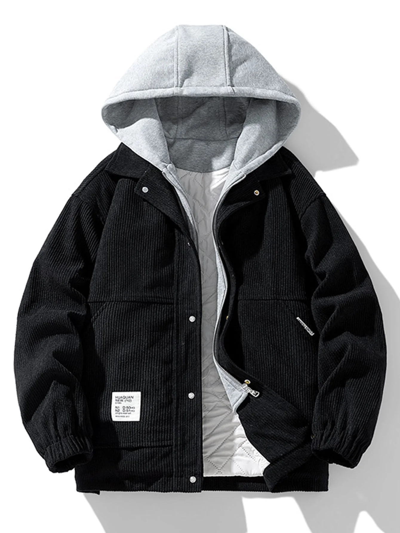 Jes��s | Quilted Lined Corduroy Hooded Coat - Image 3