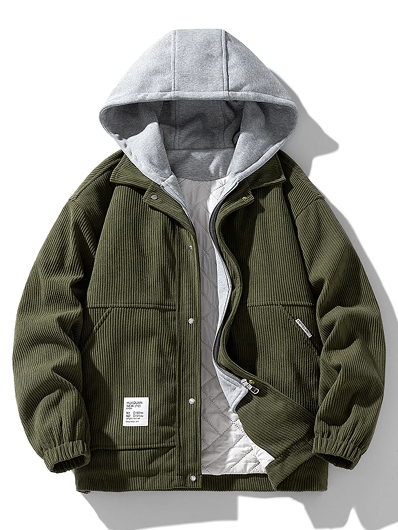 Jes��s | Quilted Lined Corduroy Hooded Coat - Image 4