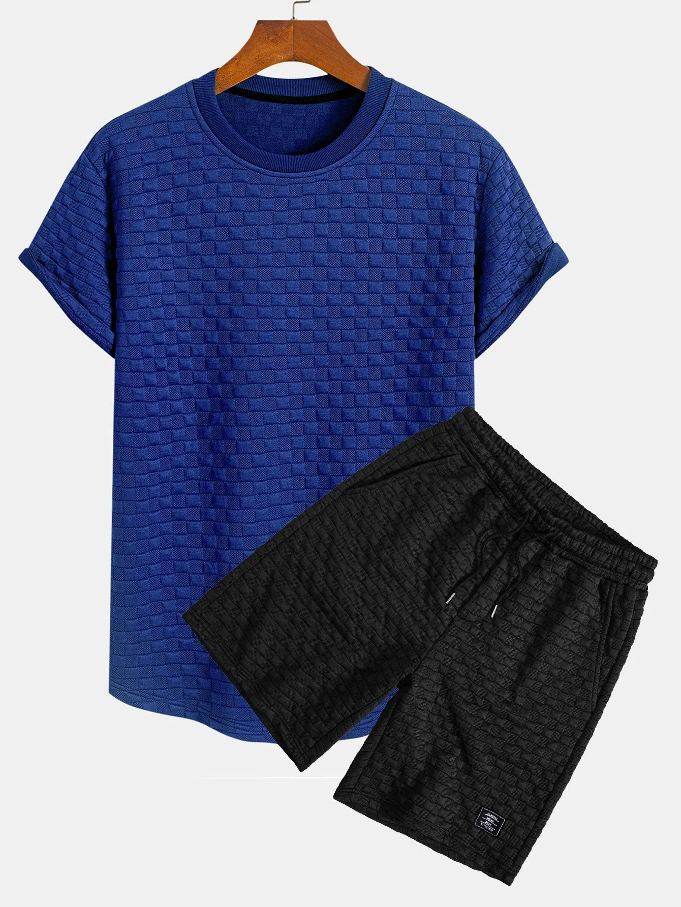 Jesús® | Checkerboard Jacquard Arc Hem T-Shirt & Checkerboard Jacquard Shorts - Image 4