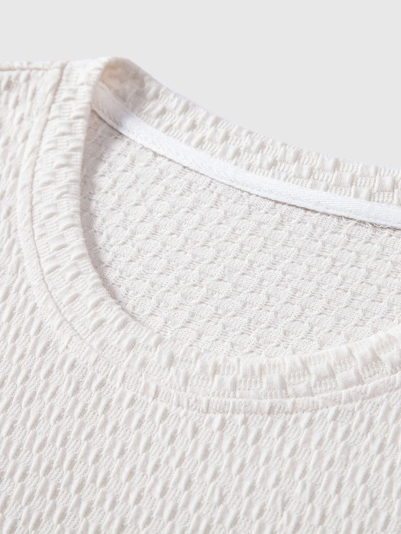 Jesus® | Checkerboard Textured Knitted T-Shirt - Image 7