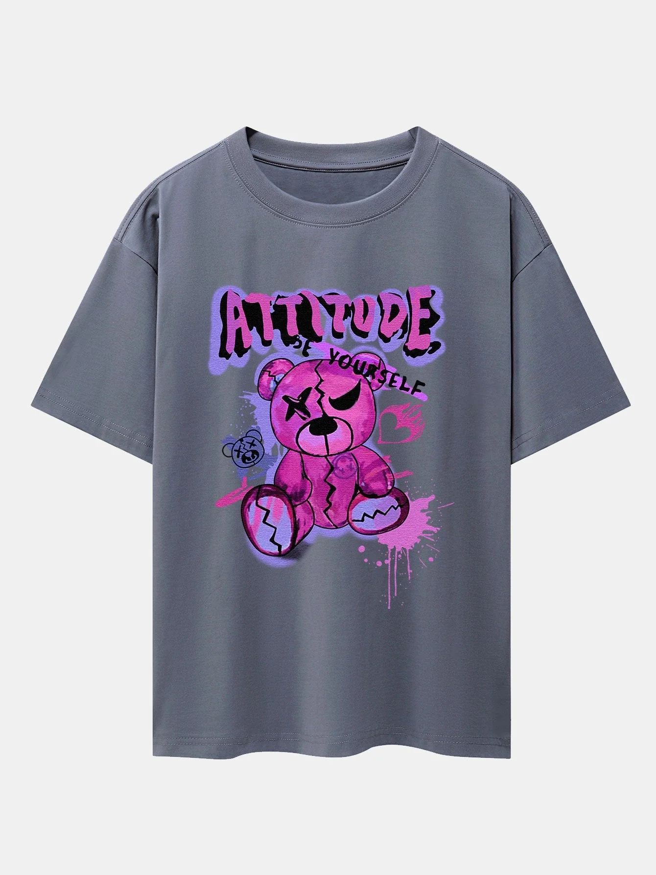 Jesus® | Tattered Bear Print Drop Shoulder Oversize T-Shirt - Image 2