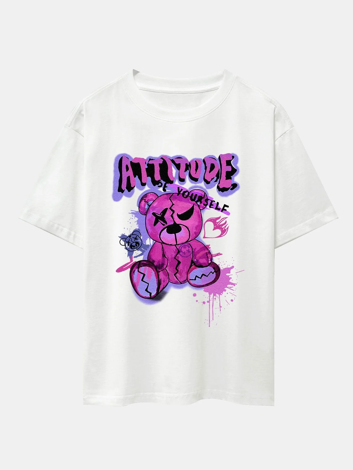 Jesus® | Tattered Bear Print Drop Shoulder Oversize T-Shirt - Image 3
