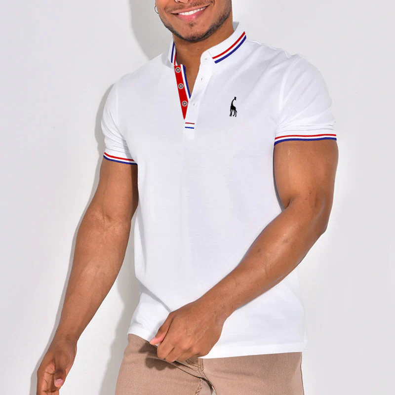 Jillis® | Stylish Polo Shirt With Emblem And Color Accents - Image 7
