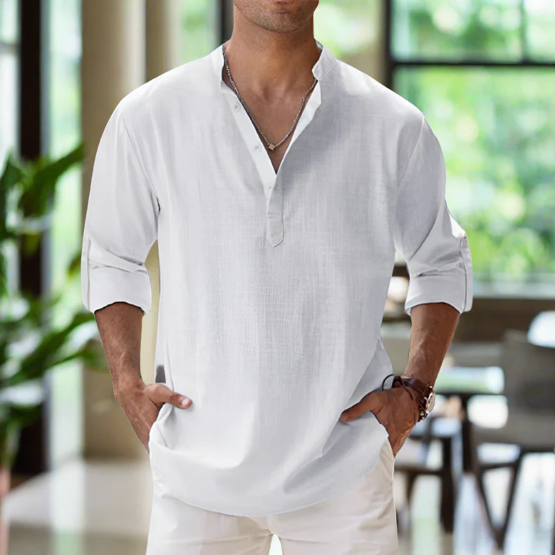 Jim® | Long-Sleeved Cotton Shirt With V-Neck - Image 11