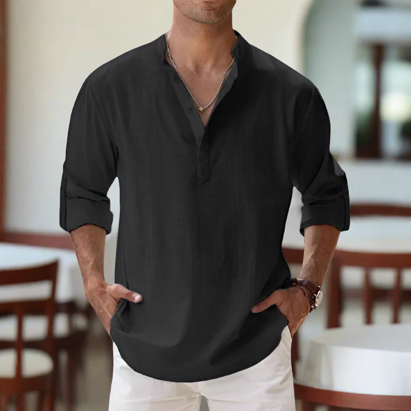 Jim® | Long-Sleeved Cotton Shirt With V-Neck - Image 12