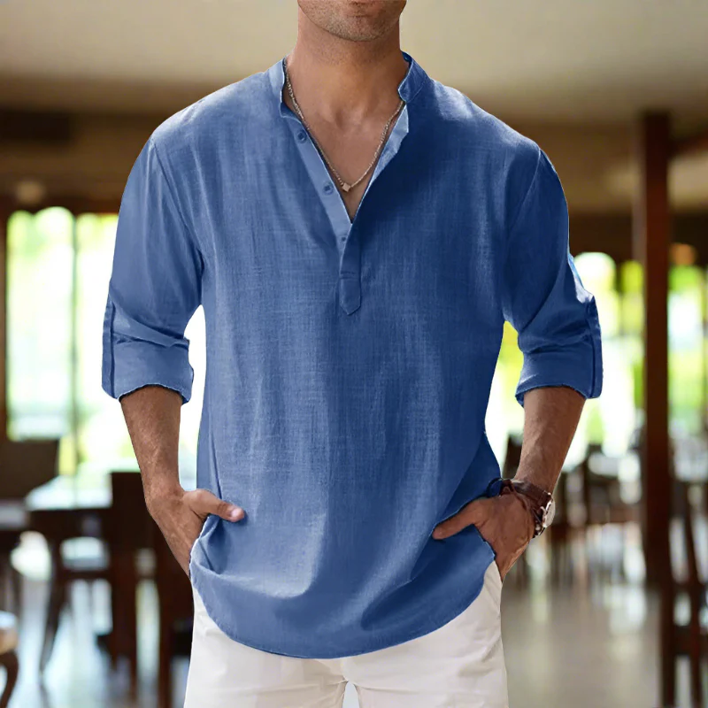 Jim® | Long-Sleeved Cotton Shirt With V-Neck - Image 5