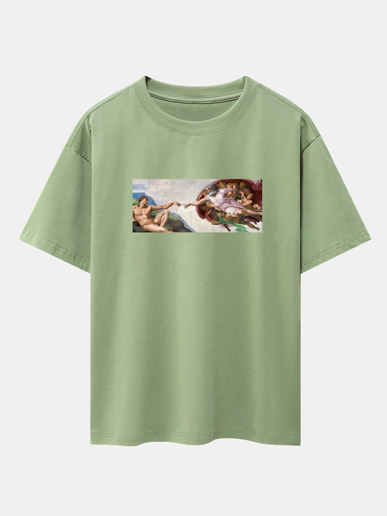 Jimmy® | The Creation Of Adam Print Drop Shoulder Oversize T-Shirt - Image 10