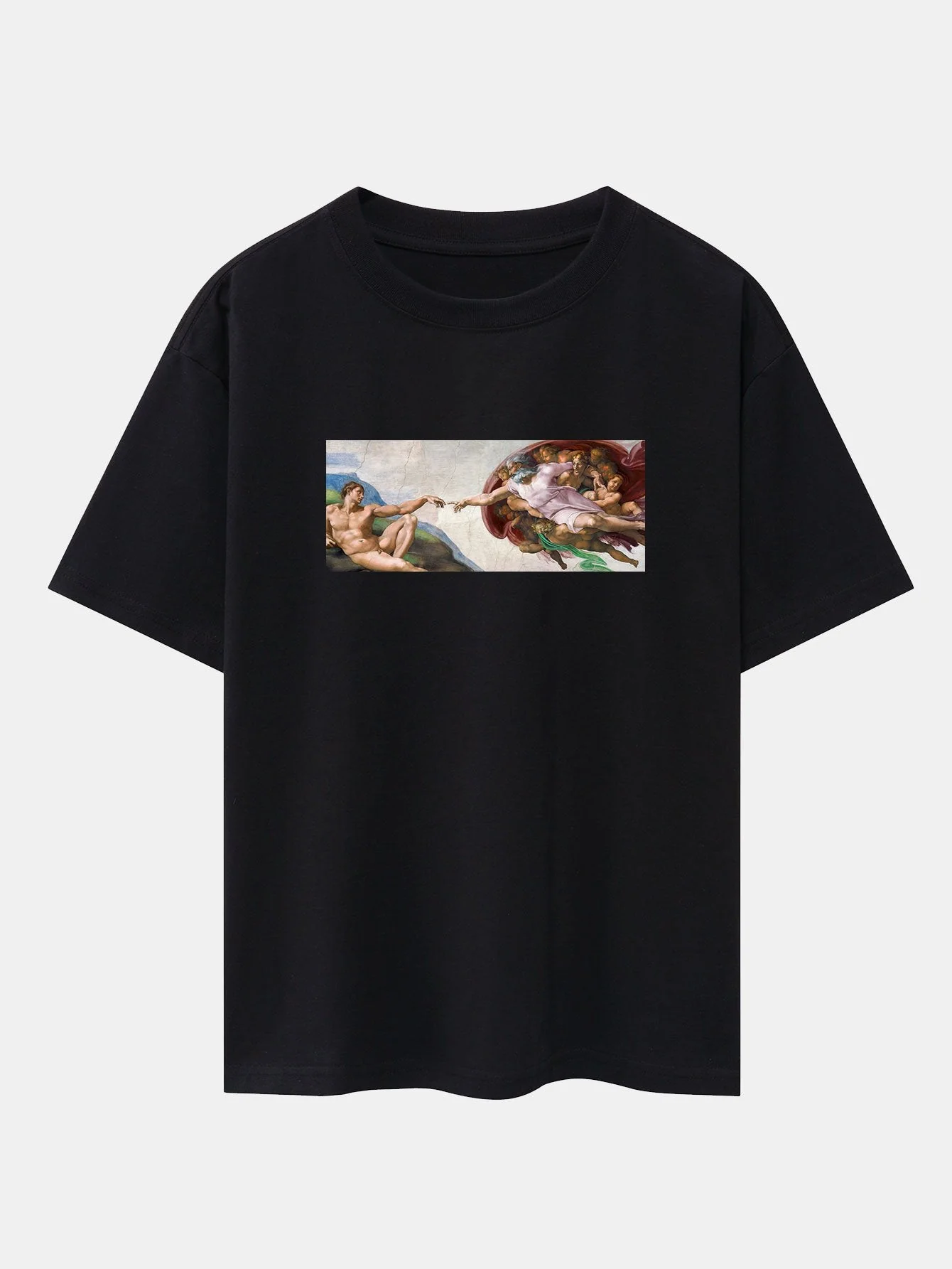 Jimmy® | The Creation Of Adam Print Drop Shoulder Oversize T-Shirt - Image 3