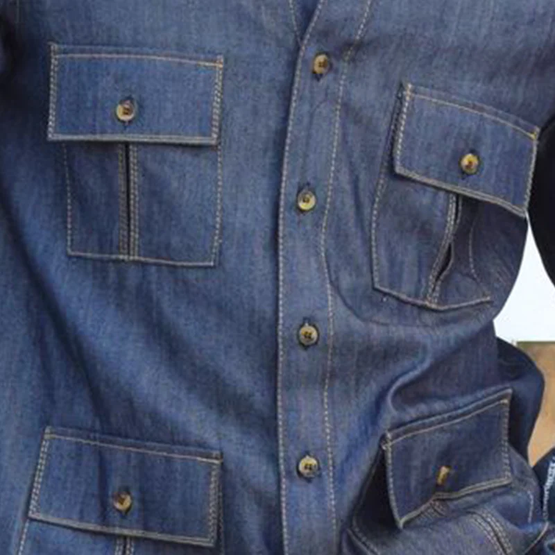 Jimmy | Men'S Vintage Faux Denim Long Sleeve Cardigan - Image 3