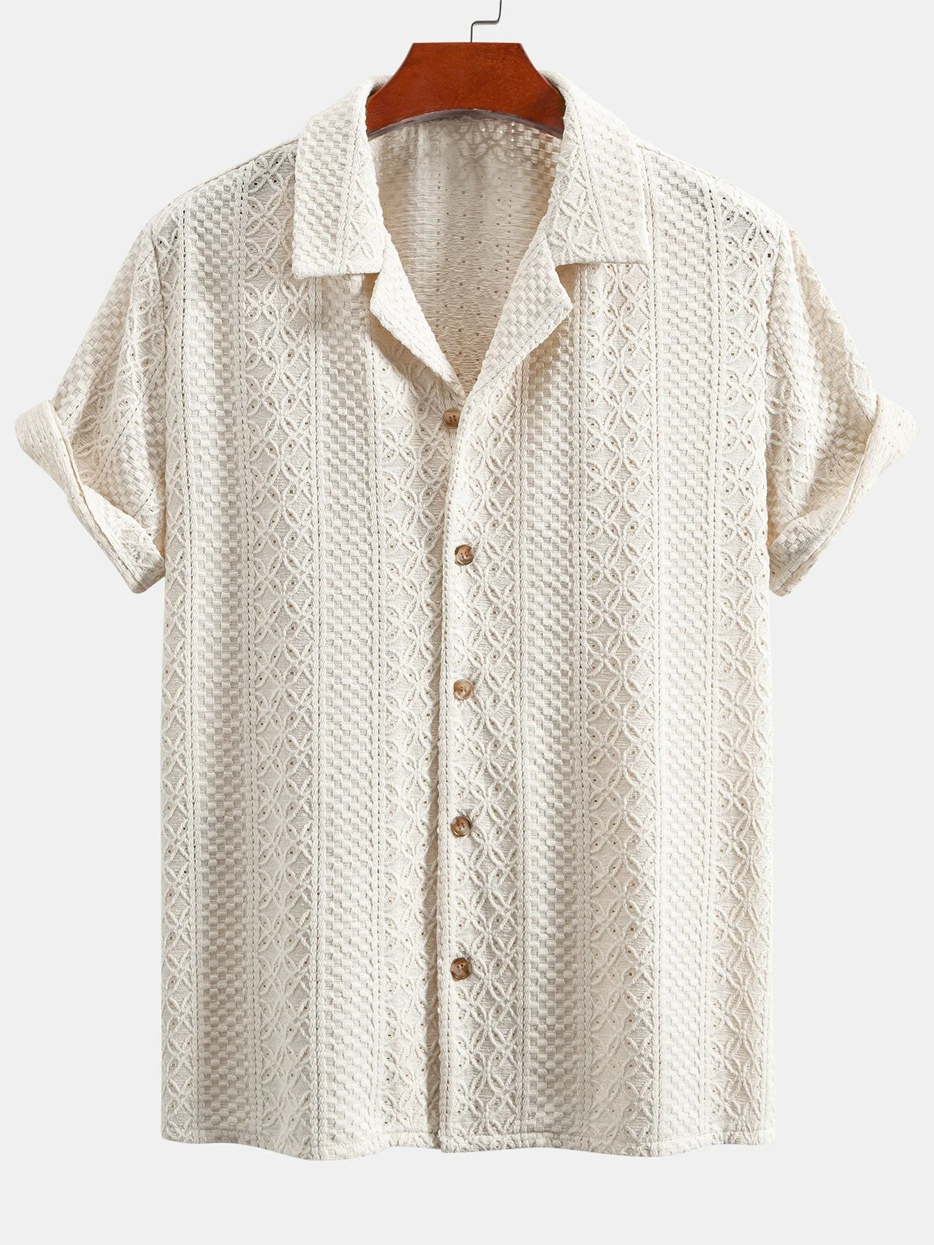 Joaquín® | Floral Checkerboard Jacquard Cuban Shirt & Straight Leg Linen Pants - Image 4