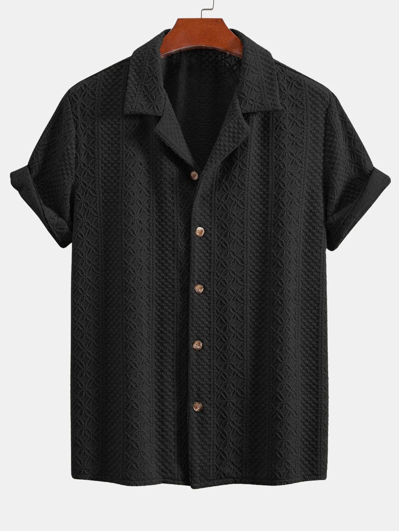 Joaquín® | Floral Checkerboard Jacquard Cuban Shirt & Straight Leg Linen Pants - Image 6