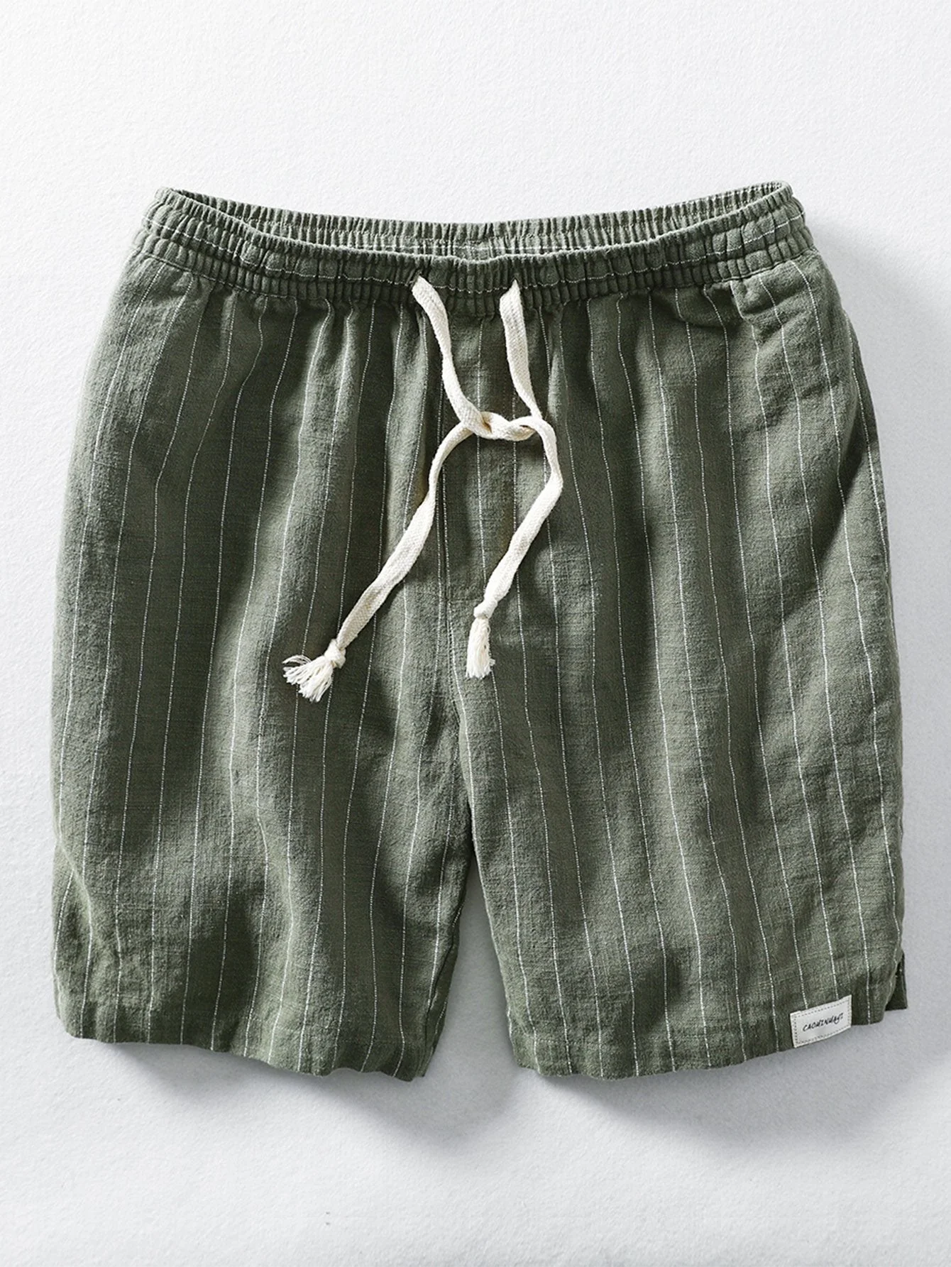 JobĀ® | Linen Cotton Blend Drawstring Striped Shorts - Image 3