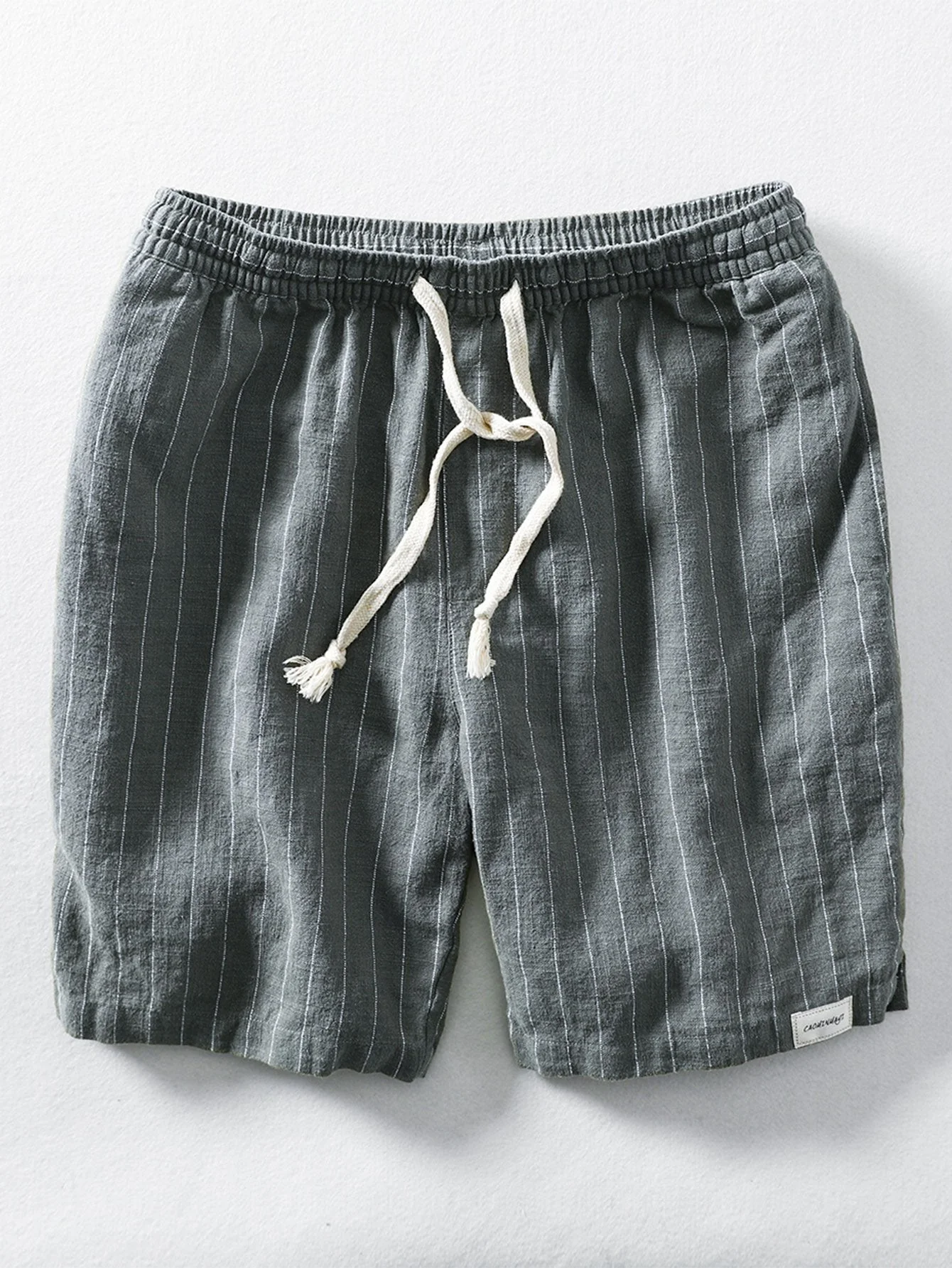 JobĀ® | Linen Cotton Blend Drawstring Striped Shorts - Image 5