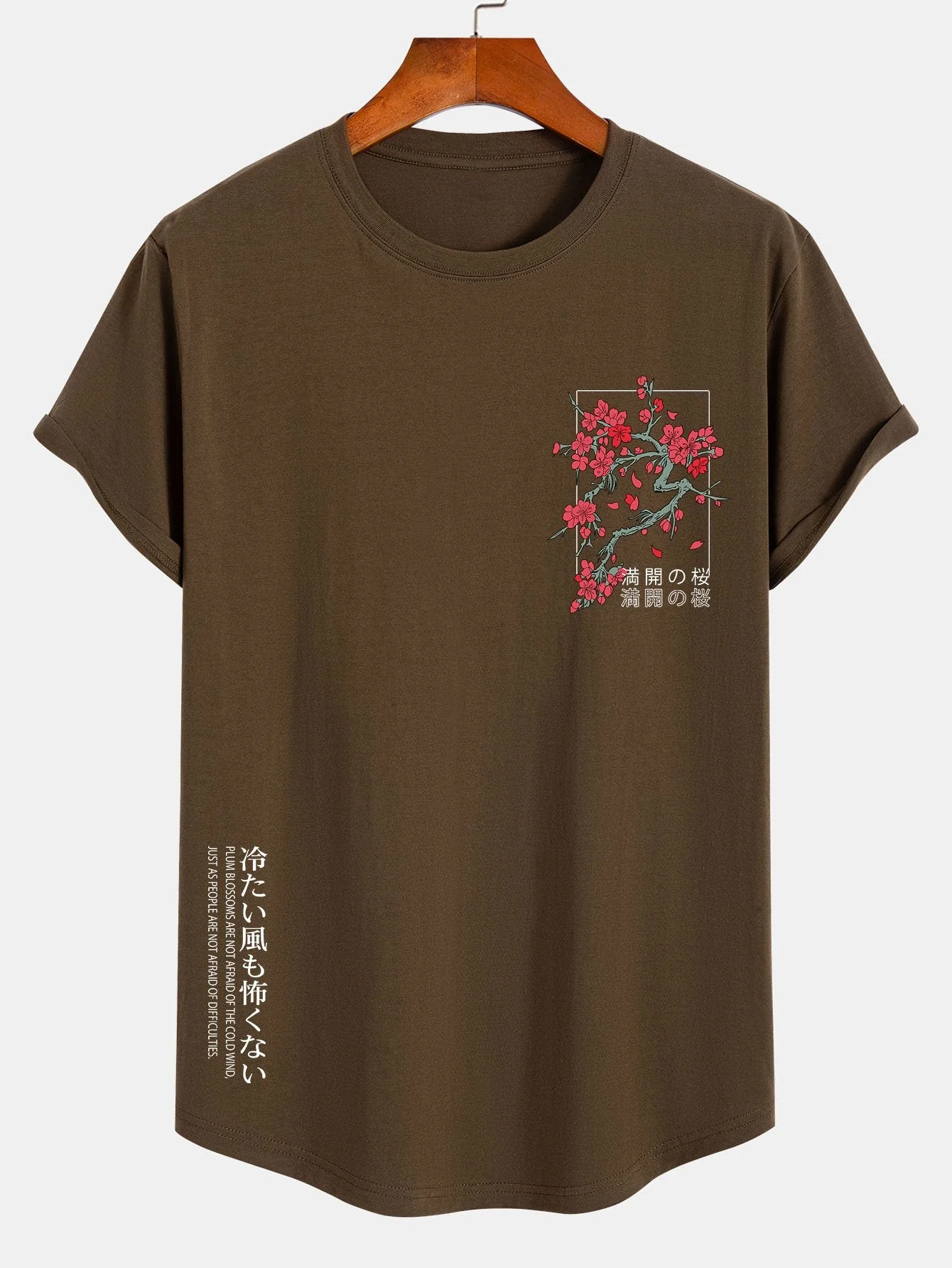 Joe® | Cherry Blossom Slogan Print Cotton Arc Hem T-Shirt - Image 3