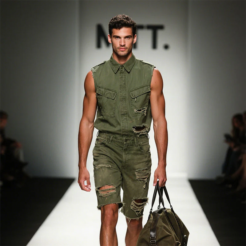 Joe | Men'S Retro Casual Cotton Washed Distressed Shorts - Image 3