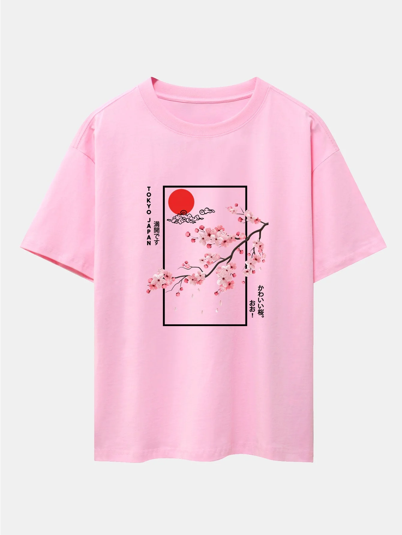 Joel® | Cherry Blossom Slogan Print Drop Shoulder Oversize T-Shirt - Image 4
