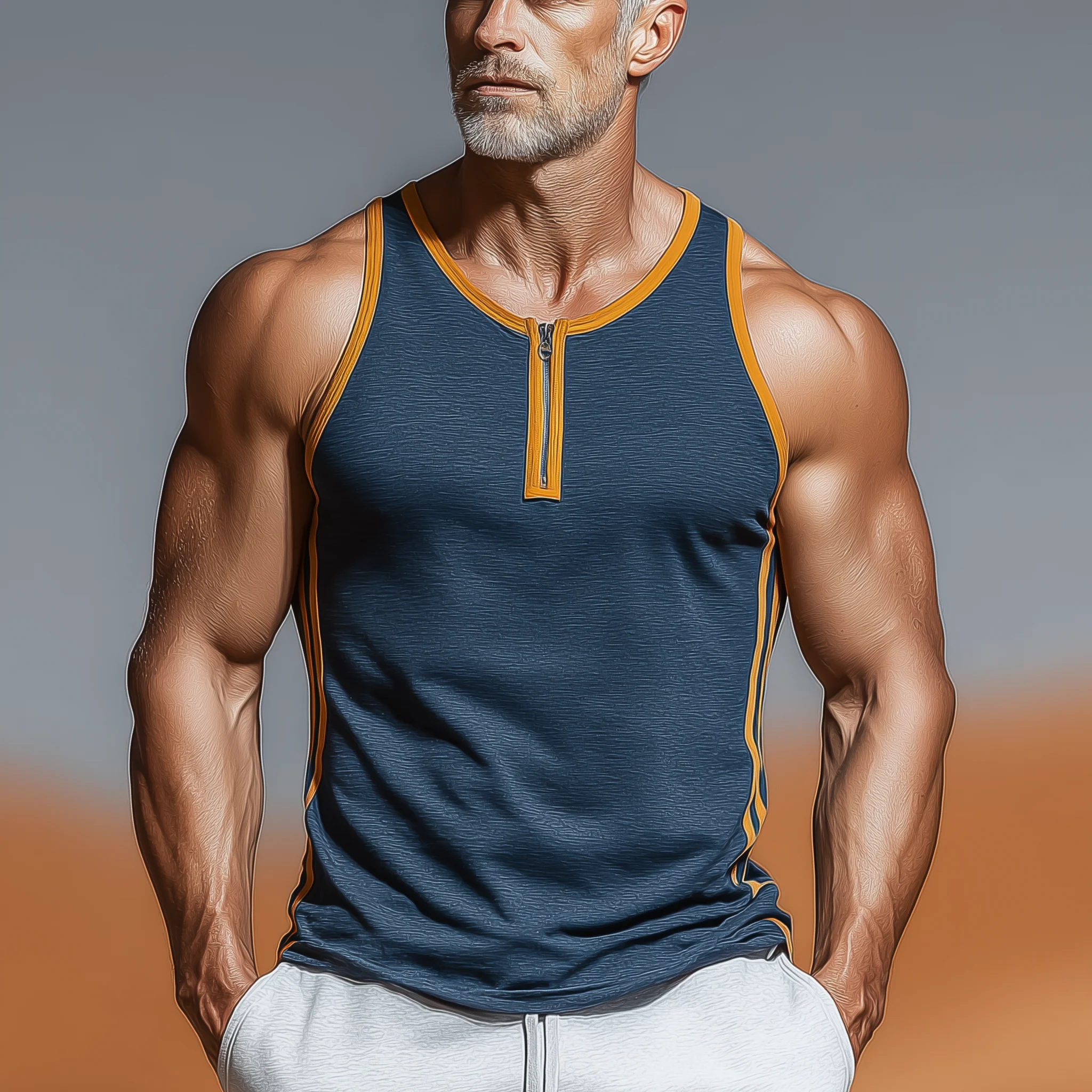 Joel | Men'S Summer Fashion Contrast Color Decorated Sleeveless Tank Top - Image 2