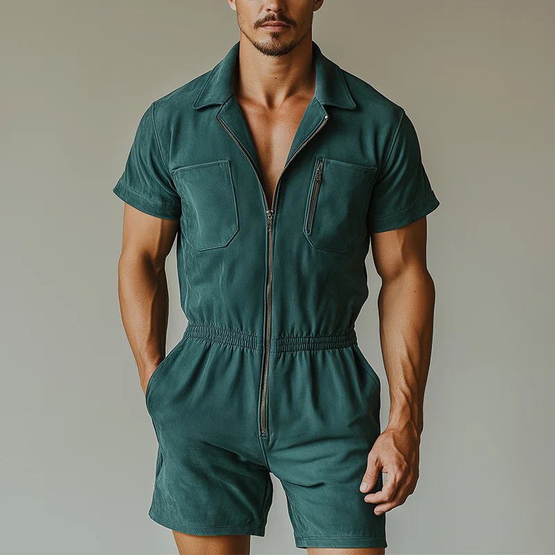 Joel | Men'S Vintage Faux Suede Zip-Up Jumpsuit - Image 2