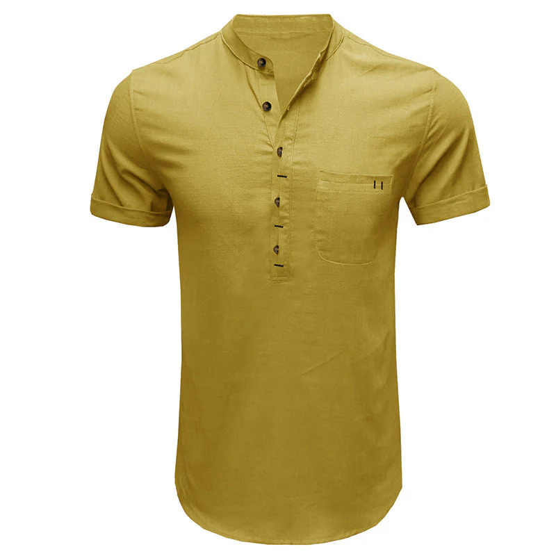 Joesph® | Men'S Solid Color Short-Sleeved Shirt With Pockets - Image 3