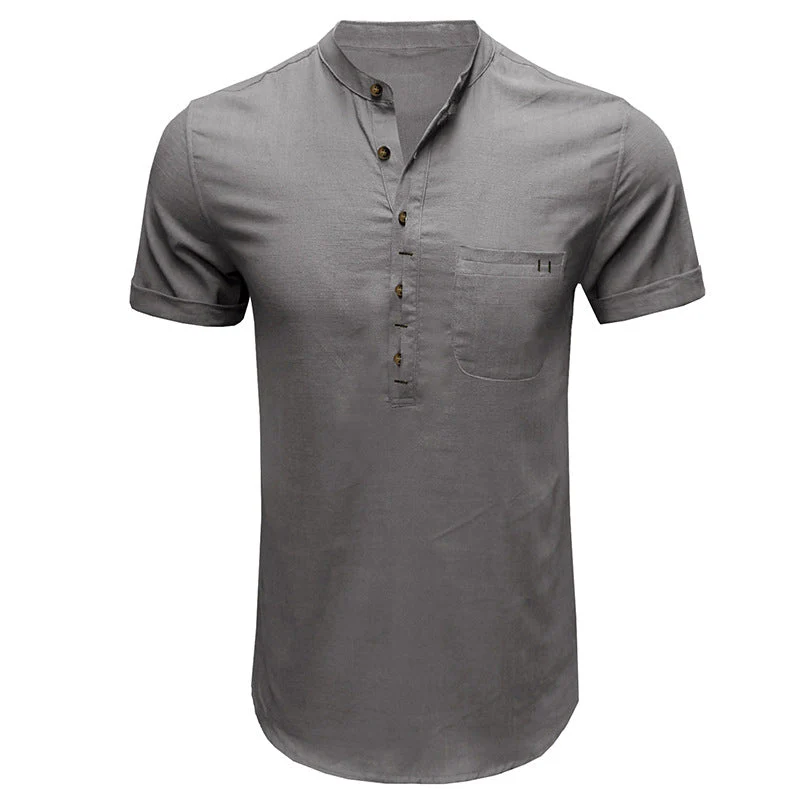 Joesph® | Men'S Solid Color Short-Sleeved Shirt With Pockets - Image 9