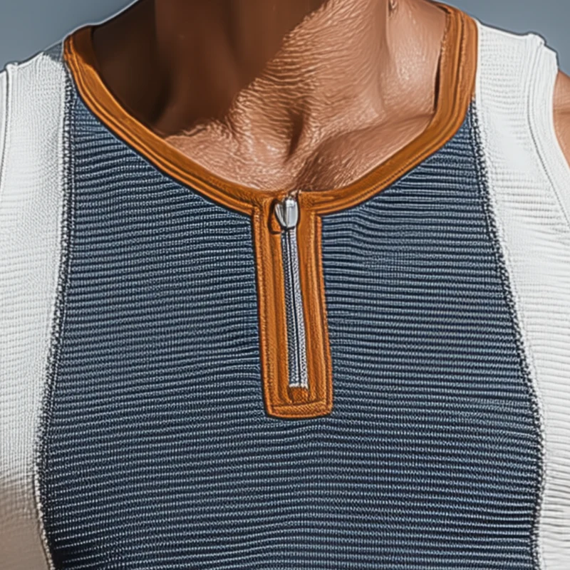 John | Men'S Summer Fashion Contrast Color Stitching Sleeveless Tank Top - Image 3