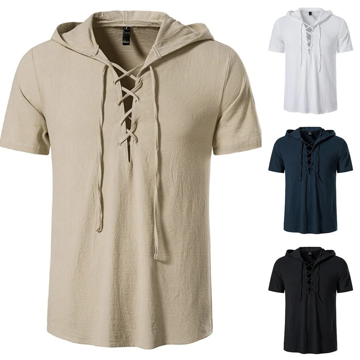 Johnathan® | Solid Color T-Shirt With Drawstring And Hood - Image 3