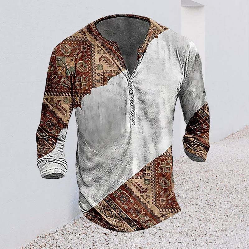 Jon® | Men'S Casual Long-Sleeved V-Neck Printed T-Shirt - Image 4