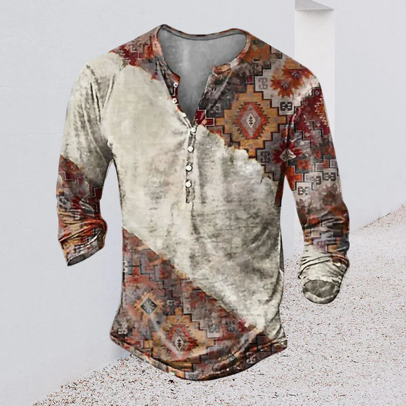 Jon® | Men'S Casual Long-Sleeved V-Neck Printed T-Shirt - Image 5
