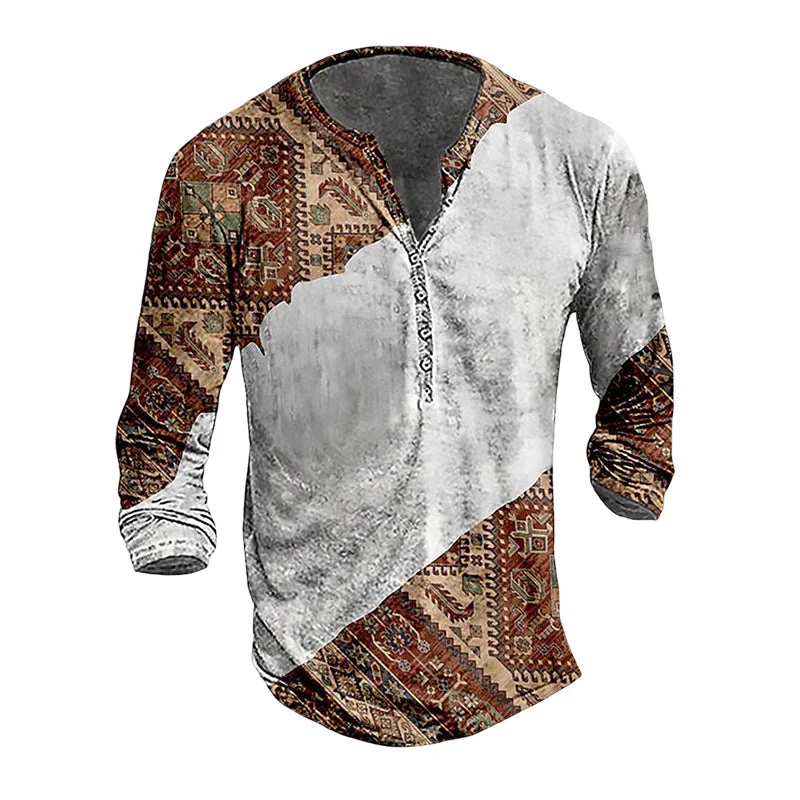 Jon® | Men'S Casual Long-Sleeved V-Neck Printed T-Shirt - Image 6
