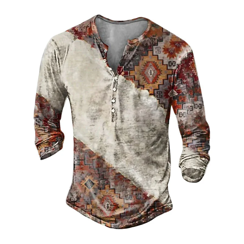 Jon® | Men'S Casual Long-Sleeved V-Neck Printed T-Shirt - Image 7