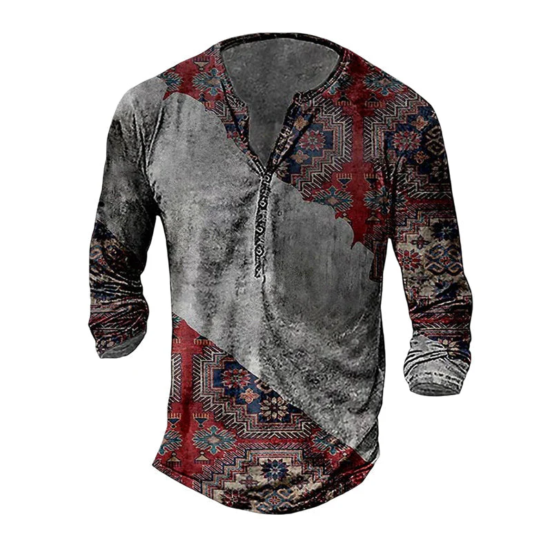 Jon® | Men'S Casual Long-Sleeved V-Neck Printed T-Shirt - Image 8