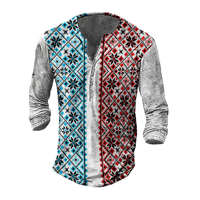 Jon® | Men'S Casual Long-Sleeved V-Neck Printed T-Shirt - Image 9