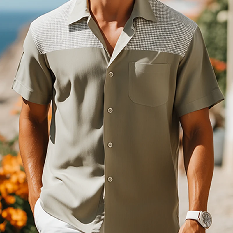 Jon | Men'S Spring And Summer Fashion Casual Lyocell Tweed Short Sleeve Shirt - Image 4