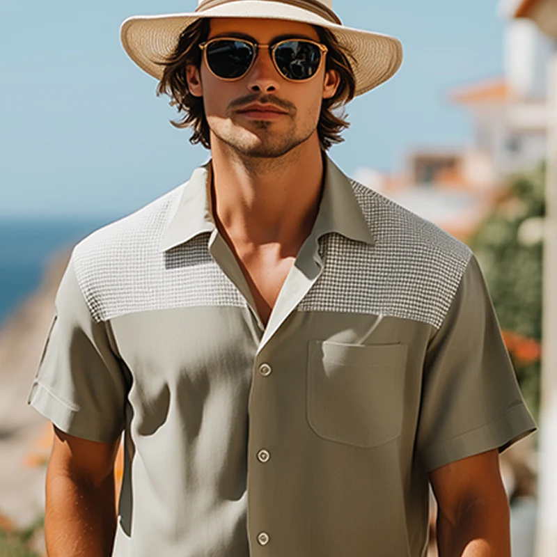 Jon | Men'S Spring And Summer Fashion Casual Lyocell Tweed Short Sleeve Shirt - Image 5