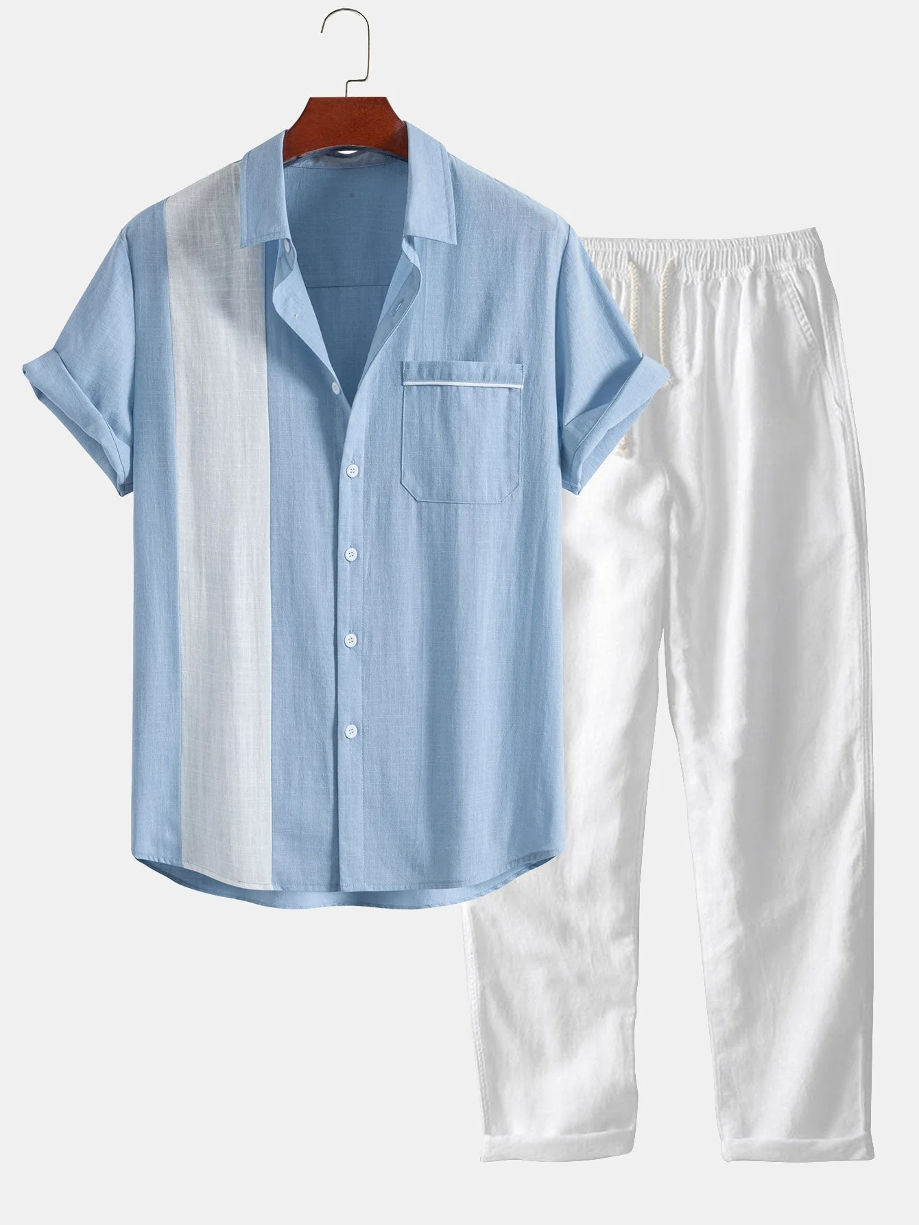 Jonás® | Linen Look Contrast Button Up Shirt & Straight Leg Linen Pants - Image 2