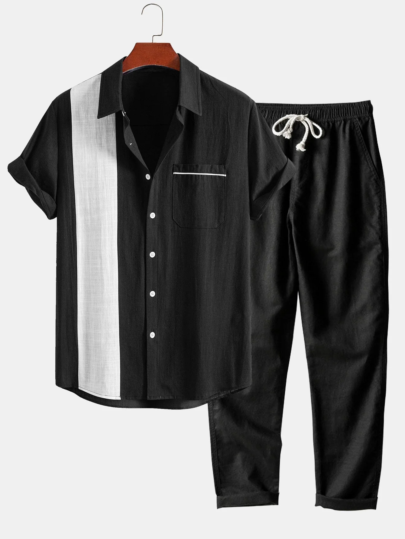 Jonás® | Linen Look Contrast Button Up Shirt & Straight Leg Linen Pants - Image 3