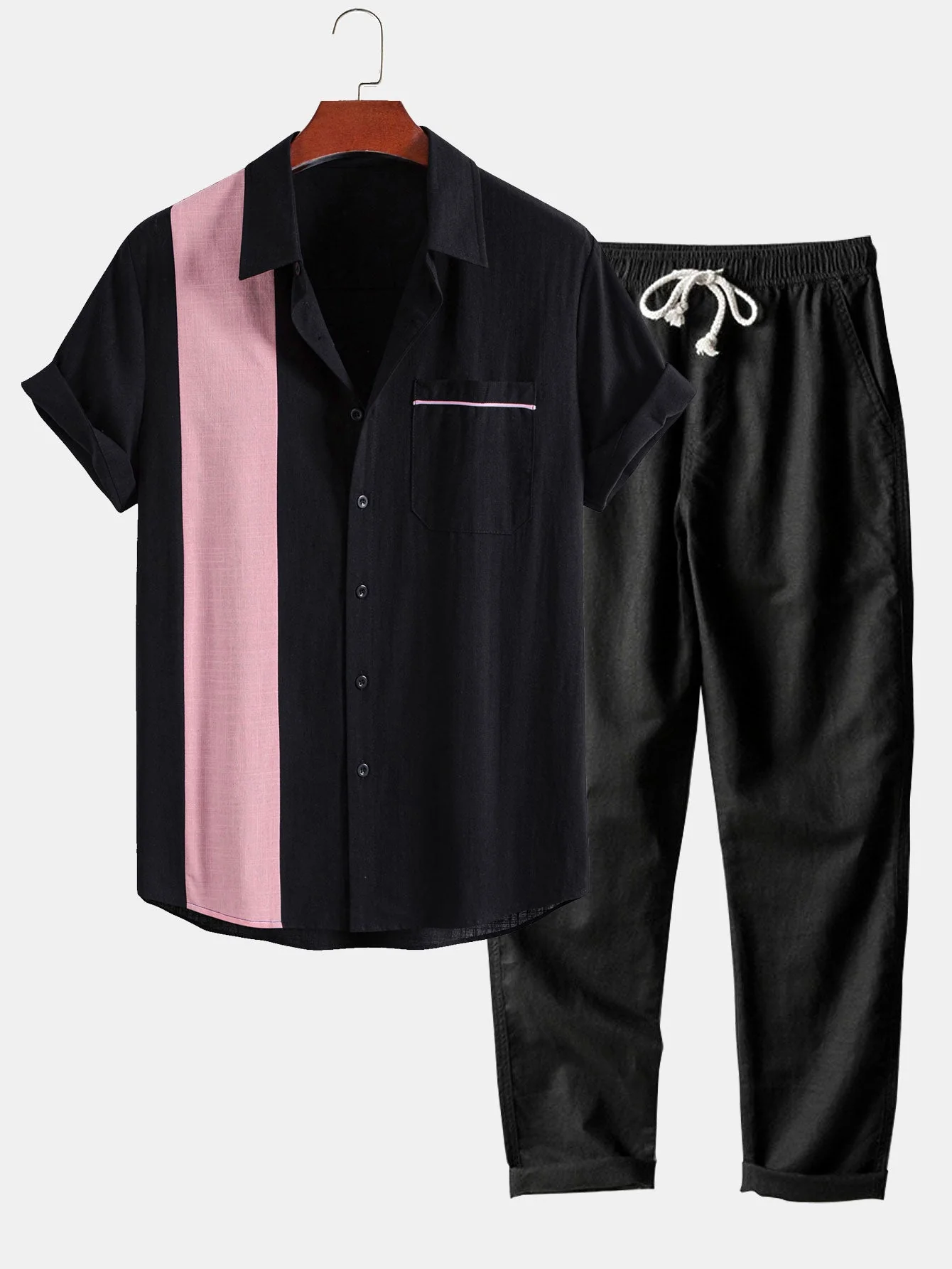 Jonás® | Linen Look Contrast Button Up Shirt & Straight Leg Linen Pants - Image 4