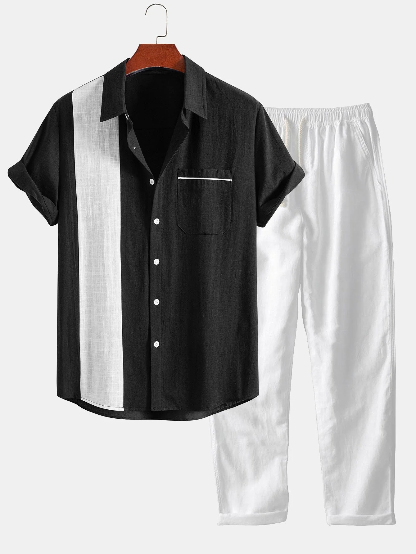 Jonás® | Linen Look Contrast Button Up Shirt & Straight Leg Linen Pants - Image 5