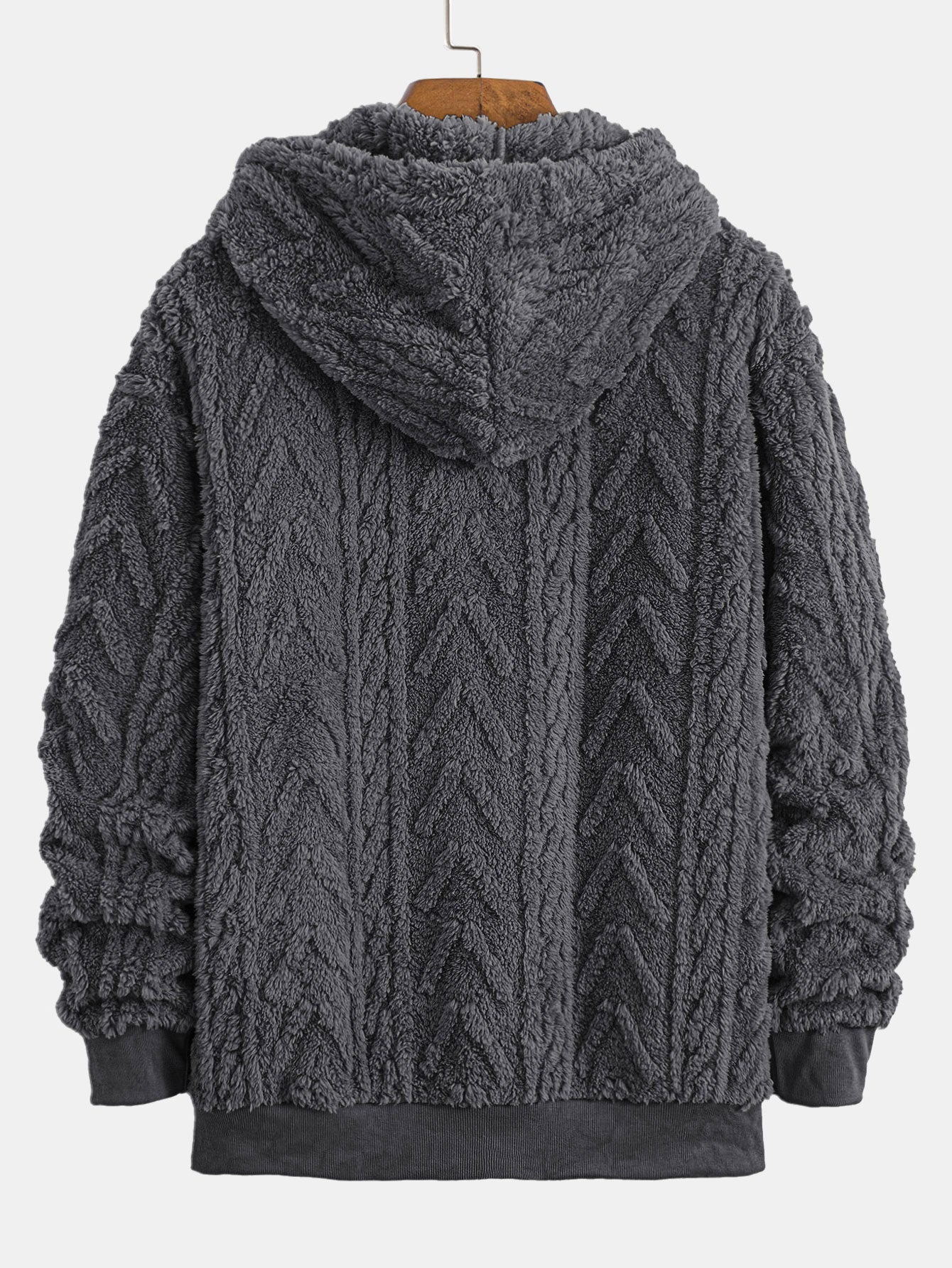 Jonas | Geometric Jacquard Zip Up Teddy Hoodie - Image 7