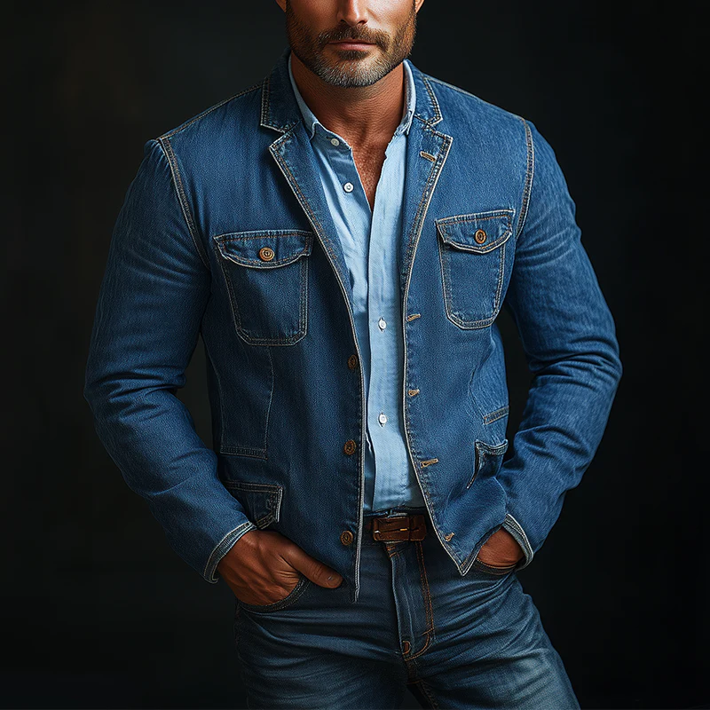 Jonathan | Men'S Vintage Washed Denim Blazer - Image 2