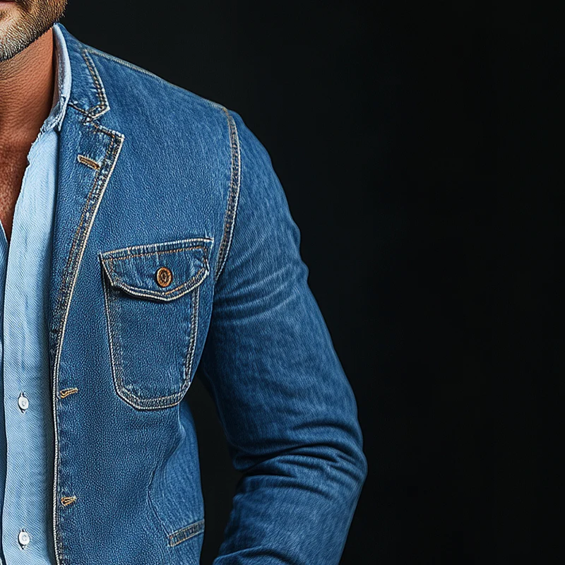 Jonathan | Men'S Vintage Washed Denim Blazer - Image 4