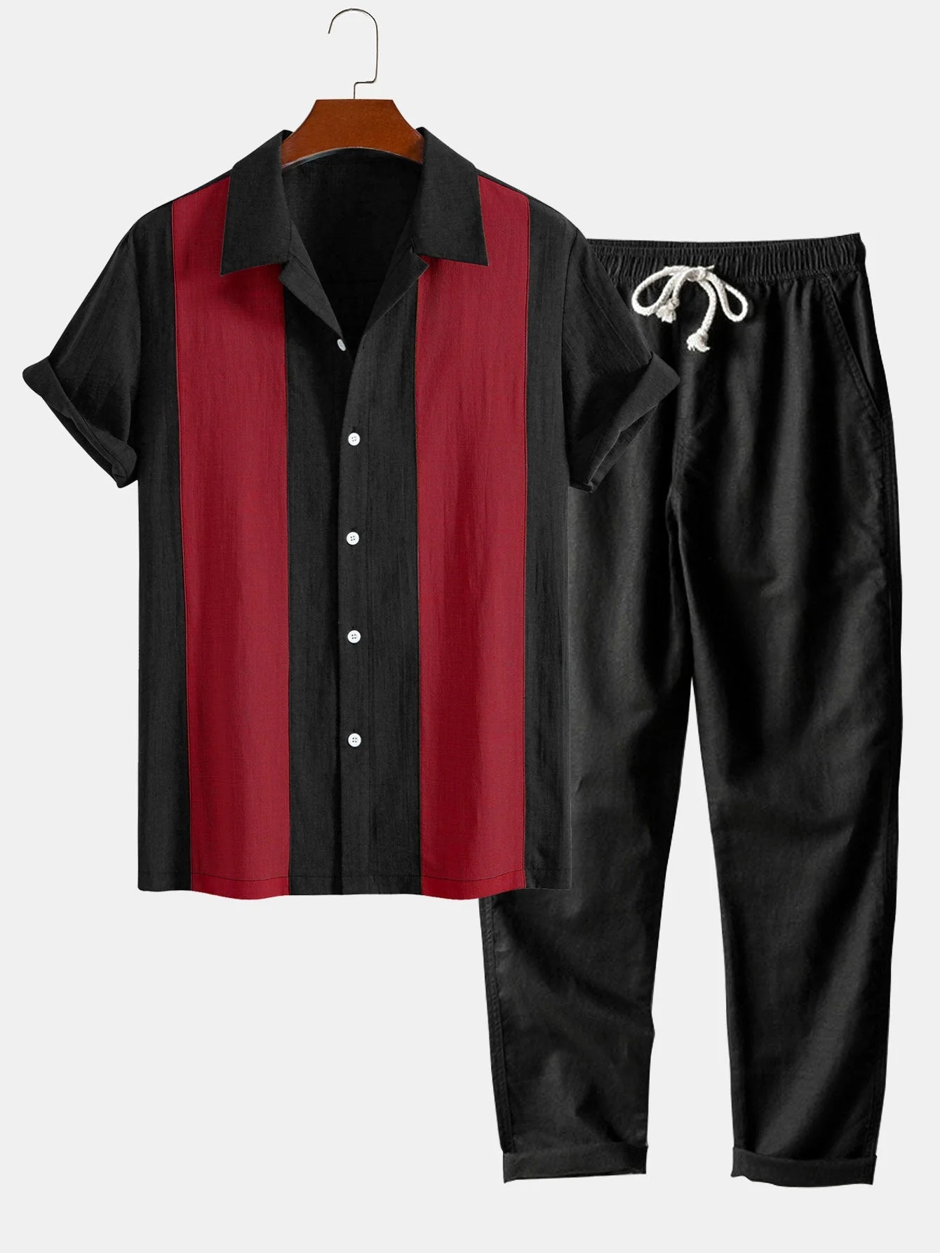 Jordán® | Linen Look Patchwork Bowling Shirt & Straight Leg Linen Pants - Image 6