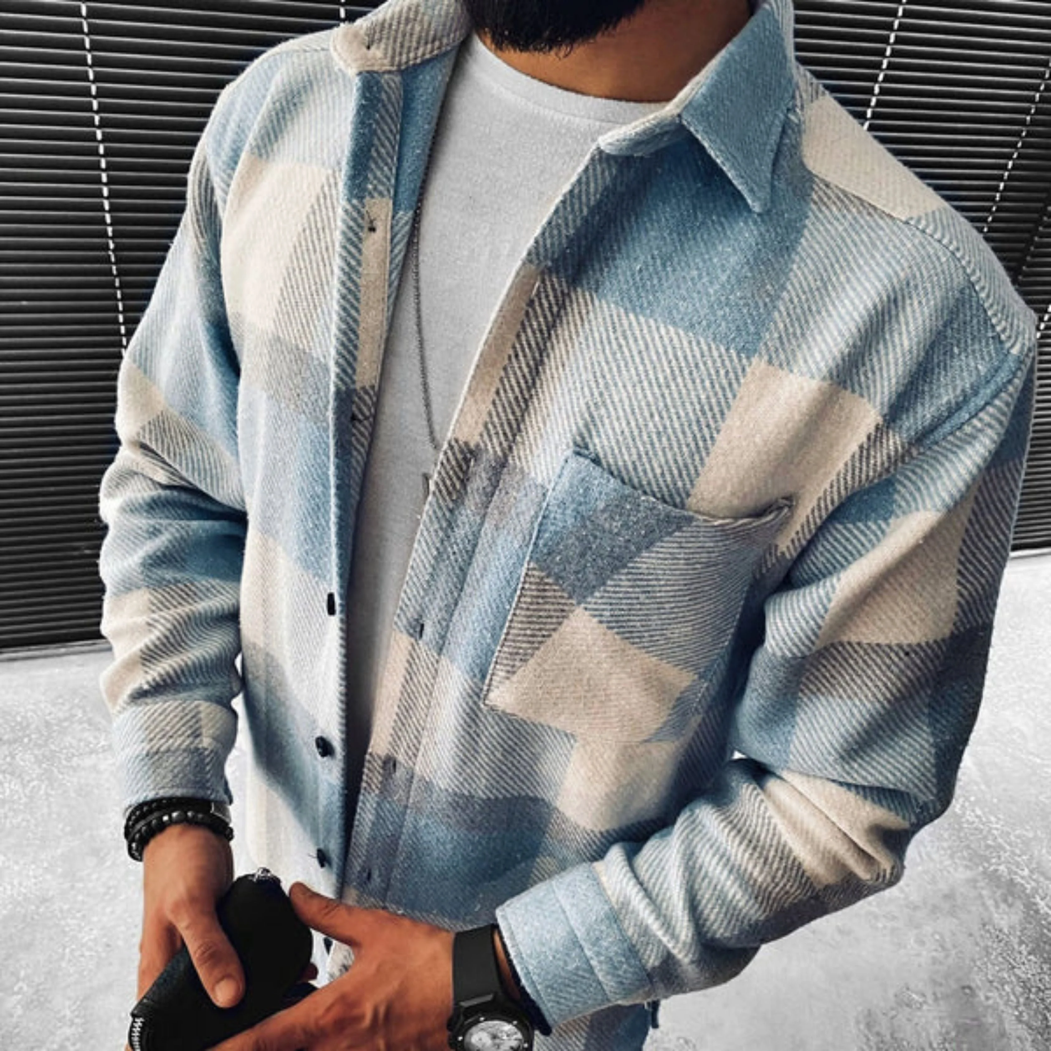 Jordan® | Men's checked jacket with long sleeves - Image 3