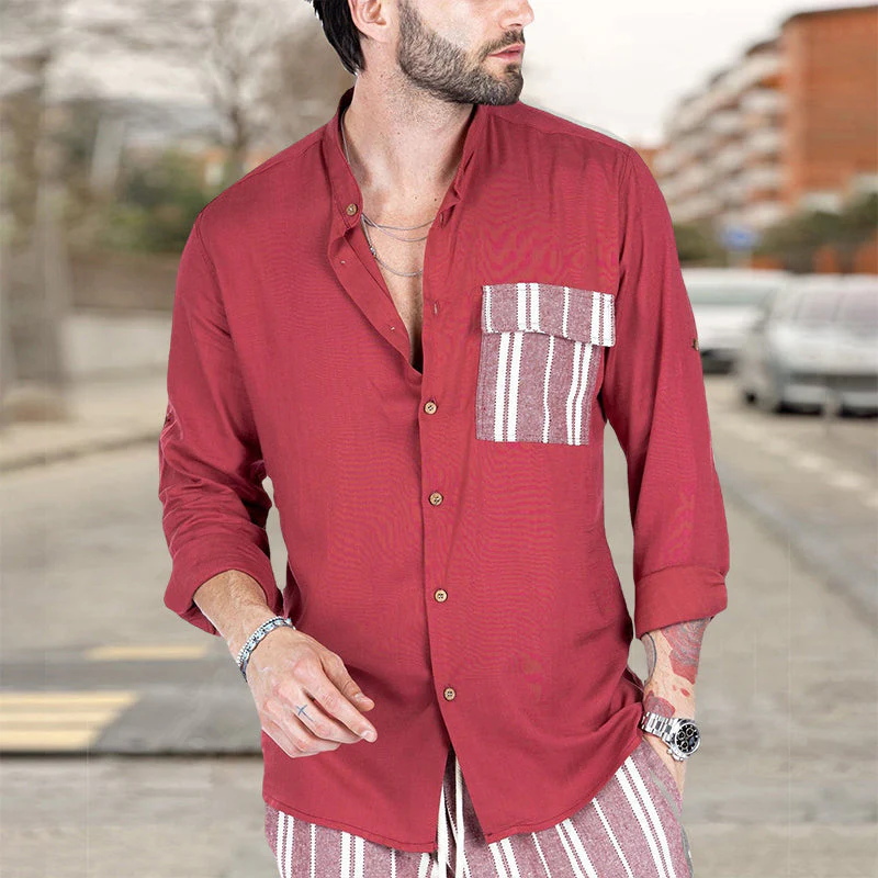 Jordan® | Men'S Summer Casual Shirt With Contrasting Color And Lapels - Image 2