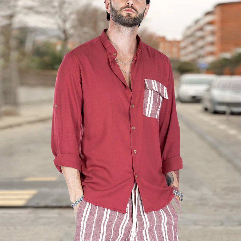 Jordan® | Men'S Summer Casual Shirt With Contrasting Color And Lapels - Image 3