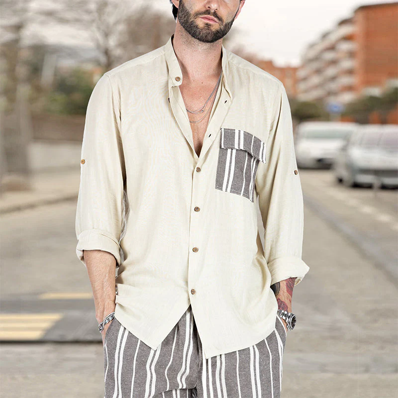 Jordan® | Men'S Summer Casual Shirt With Contrasting Color And Lapels - Image 4