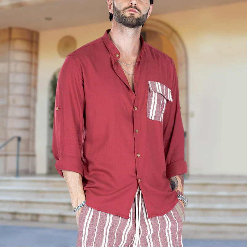 Jordan® | Men'S Summer Casual Shirt With Contrasting Color And Lapels - Image 5