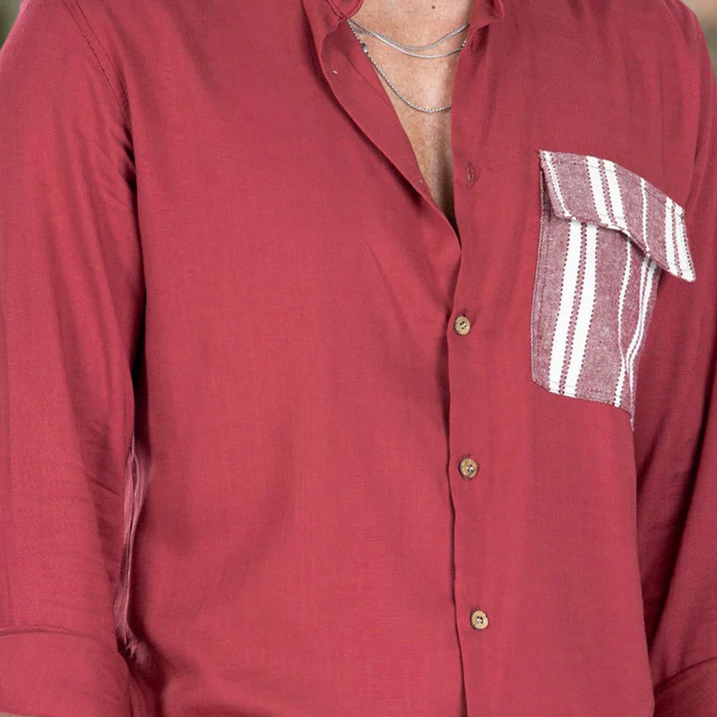Jordan® | Men'S Summer Casual Shirt With Contrasting Color And Lapels - Image 7