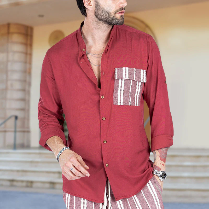 Jordan® | Men'S Summer Casual Shirt With Contrasting Color And Lapels - Image 8